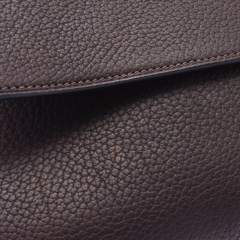 Hermes Hermes Etrivier Class Cavan Dark Brown Silver Bracket □ H-engraved (around 2004) Men's Fjord Business Bag AB Rank Used Silgrin