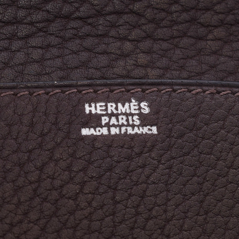 Hermes Hermes Etrivier Class Cavan Dark Brown Silver Bracket □ H-engraved (around 2004) Men's Fjord Business Bag AB Rank Used Silgrin