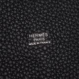 Hermes Hermes Picon Lock MM黑色银色支架Z刻（2021左右）女式三重钢铁手提包新的银杏