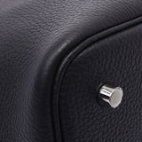 Hermes Hermes Picon Lock MM黑色银色支架Z刻（2021左右）女式三重钢铁手提包新的银杏