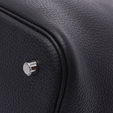 Hermes Hermes Picon Lock MM黑色银色支架Z刻（2021左右）女式三重钢铁手提包新的银杏