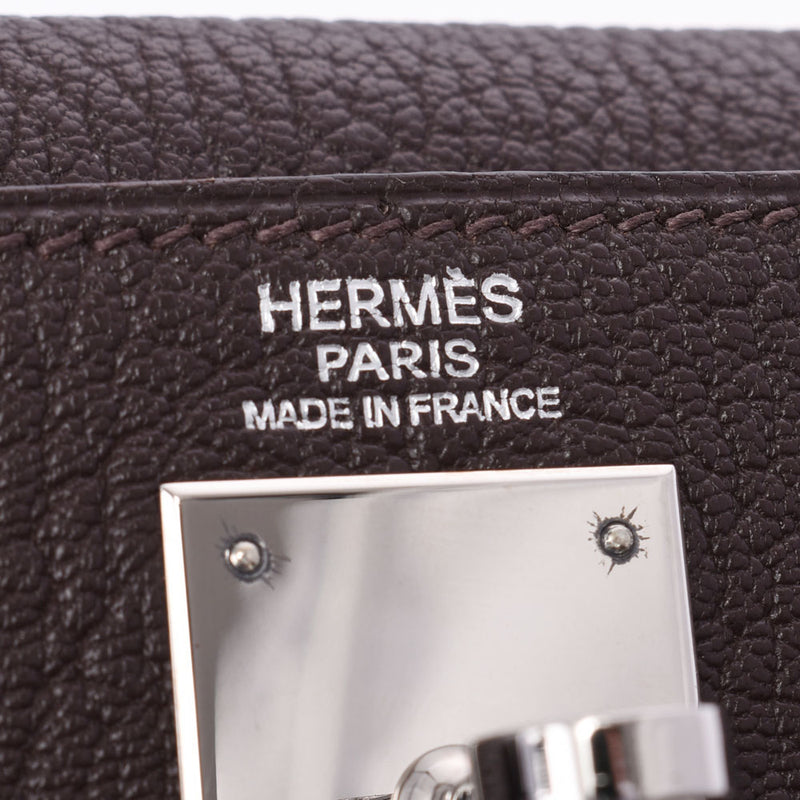 Hermes Ermes Kelly 32 Instead of sewing dark brown silver bracket □ J-engraving (around 2006) Ladies Coromandel Handbag A rank used sinkjo