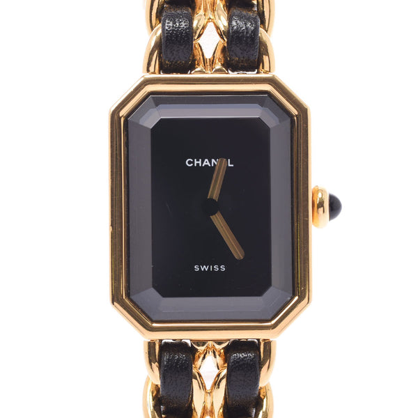 CHANEL Chanel Premiere Size M H0001 Women's GP / Leather Watch Quartz Black Table A-Rank Used Sinkjo