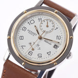 Hermes Hermes Clipper GMT Power Reserve CL5.720 Men SS / GP / Leather Watch Automatic Wound White Flight A-Rank Used Sinkjo