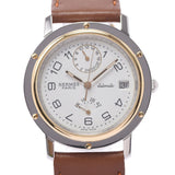 Hermes Hermes Clipper GMT Power Reserve CL5.720 Men SS / GP / Leather Watch Automatic Wound White Flight A-Rank Used Sinkjo