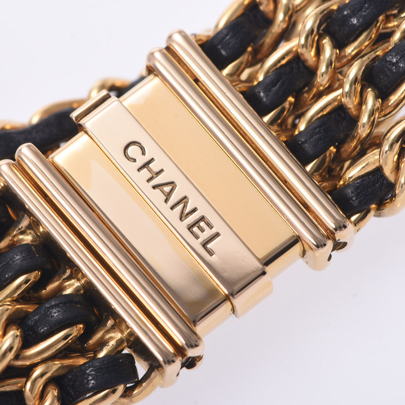 Chanel Chanel Madomoazel Size L H0006 Women's YG / Leather Watch Quartz Black / White Shell Dim A-Rank Used Sinkjo
