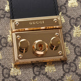 Gucci Gucci挂锁链手提包蜜蜂灰色系统/黄金479197女装GG稀丝布帆布包新的水池袋