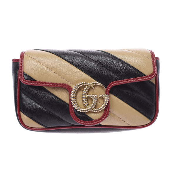 Gucci GG Mart Super Mini Bag Black / BEIGE / red gold hardware
