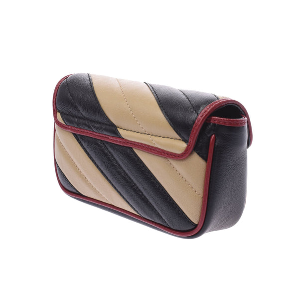 GUCCI Gucci GG Marmont super mini bag black / beige / red Gold Hardware 574969 Women's leather shoulder bag new Ginzo