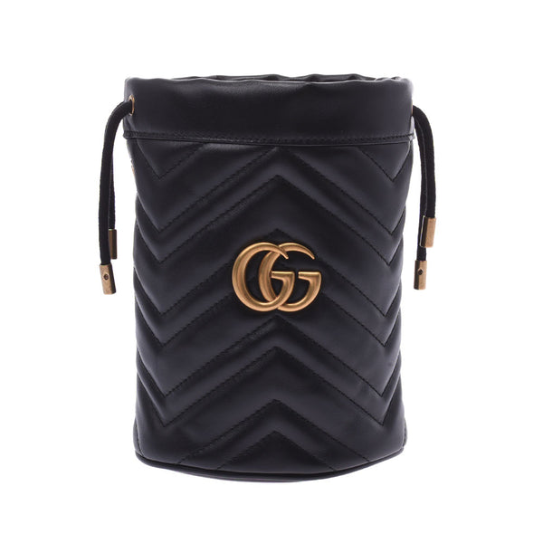 Gucci GG Martini mini baguette bag black gold hardware 575163 women's Leather Shoulder Bag