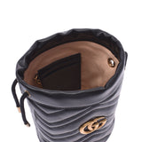 Gucci GG Martini mini baguette bag black gold hardware 575163 women's Leather Shoulder Bag