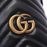 Gucci GG Martini mini baguette bag black gold hardware 575163 women's Leather Shoulder Bag