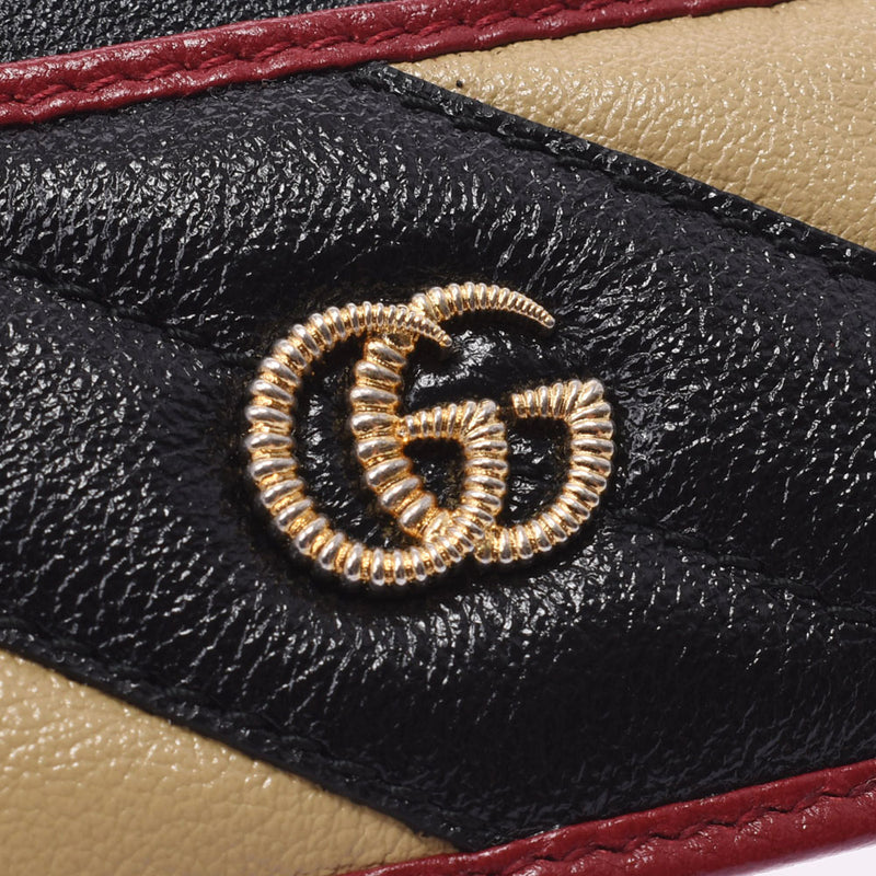 GUCCI グッチ GGマーモント  黒/ベージュ/赤 573812 ユニセックス レザー カードケース 新品 銀蔵