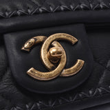 CHANEL シャネル マトラッセ チェーンショルダー 黒 アンティーク調ゴールド金具 レディース レザー ショルダーバッグ Aランク 中古 銀蔵