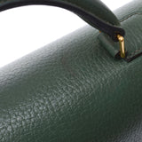 Hermes Hermes Kelly De Peche 38 Briefcase Green Silver Bracket □ E-engraving (around 2001) Men's Ardennes Business Bag A-ranked Silgrin