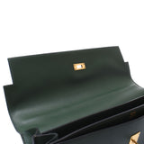 Hermes Hermes Kelly De Peche 38 Briefcase Green Silver Bracket □ E-engraving (around 2001) Men's Ardennes Business Bag A-ranked Silgrin