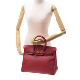 Hermes Hermes Burkin 35 Rouge Big Gold Bracket □ A Engraved (around 1997) Unisex Kushbel Handbag A-rank used Silgrin