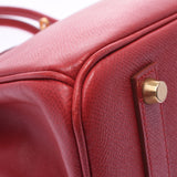 Hermes Hermes Burkin 35 Rouge Big Gold Bracket □ A Engraved (around 1997) Unisex Kushbel Handbag A-rank used Silgrin