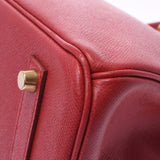 Hermes Hermes Burkin 35 Rouge Big Gold Bracket □ A Engraved (around 1997) Unisex Kushbel Handbag A-rank used Silgrin