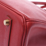 Hermes Hermes Burkin 35 Rouge Big Gold Bracket □ A Engraved (around 1997) Unisex Kushbel Handbag A-rank used Silgrin