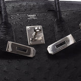 HERMES エルメス バーキン 30 黒 パラジウム金具 □K刻印(2007年頃) レディース オーストリッチ ハンドバッグ Aランク 中古 銀蔵
