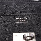 HERMES エルメス バーキン 30 黒 パラジウム金具 □K刻印(2007年頃) レディース オーストリッチ ハンドバッグ Aランク 中古 銀蔵