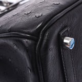 HERMES エルメス バーキン 30 黒 パラジウム金具 □K刻印(2007年頃) レディース オーストリッチ ハンドバッグ Aランク 中古 銀蔵