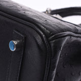 HERMES エルメス バーキン 30 黒 パラジウム金具 □K刻印(2007年頃) レディース オーストリッチ ハンドバッグ Aランク 中古 銀蔵