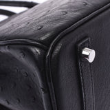 HERMES エルメス バーキン 30 黒 パラジウム金具 □K刻印(2007年頃) レディース オーストリッチ ハンドバッグ Aランク 中古 銀蔵