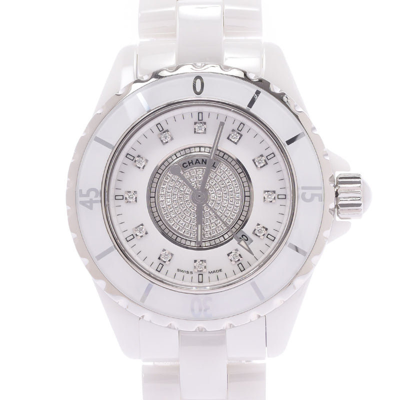 CHANEL Chanel J12 33mm Center Diamond 12 Diamond H2123 Boys White Ceramic / SS Watch Automatic Wound White Figure A Rank Used Sinkjo