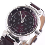 Louis Vuitton Louis Vuitton Tumbling Disc Diamon 10P Diamond Q12M3 Women's SS / Leather Watch Quartz Wine Red Dye A Rank A-Rank Used Sinkjo