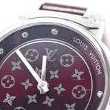 Louis Vuitton Louis Vuitton Tumbling Disc Diamon 10P Diamond Q12M3 Women's SS / Leather Watch Quartz Wine Red Dye A Rank A-Rank Used Sinkjo