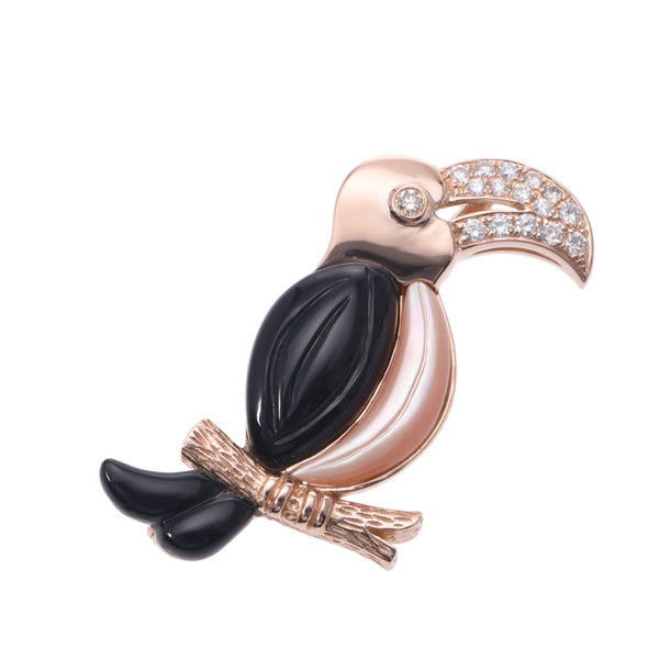 Other 9th official bird motif diamond 0.14ct Unisex K18PG / Black Car Sedney / Shell Brooch A-rank used Silgrin