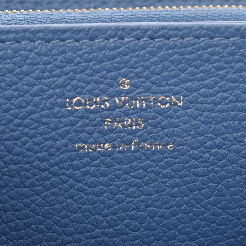 Louis Vuitton Louis Vuitton Monogram Amplit Zippy钱包奶油X蓝色Jean M63925女式皮革长钱包B等级使用Silgrin