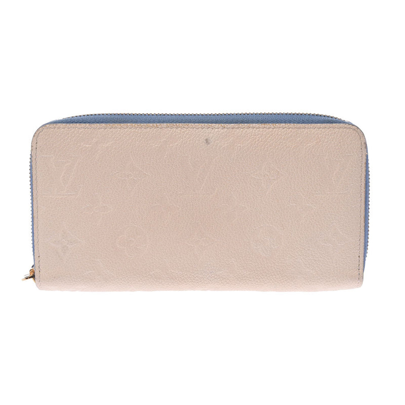 Louis Vuitton Louis Vuitton Monogram Amplit Zippy Wallet Cream X Blue Jean M63925 Women's Leather Long Wallet B Rank Used Silgrin