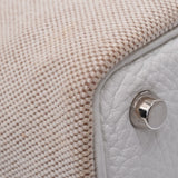 Hermes Hermes Picon PM White Silver Bracket □ I Engraved (around 2005) Women's Towal Officier / Leather Handbag AB Rank Used Silgrin