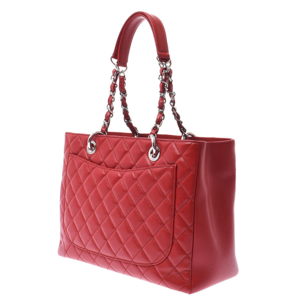 Chanel Chanel Matrasse GST Chain Tote Red Silver Bracket Ladies Caviar Skin Tote Bag A-Rank Used Sinkjo