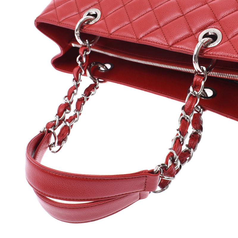 Chanel Chanel Matrasse GST Chain Tote Red Silver Bracket Ladies Caviar Skin Tote Bag A-Rank Used Sinkjo