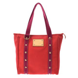 Louis Vuitton Louis Vuitton Antigua Caba MM Red M40034 Ladies Cotton Canvas Handbag B Rank Used Silgrin