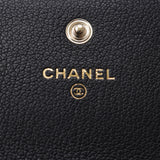 Chanel Chanel Coco Mark Black Unisex Curf Long Wallet AB Rank Used Silgrin