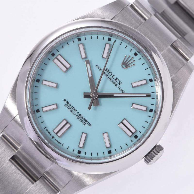 [Cash Special price] Rolex Rolex Oyster Peacher 41 124300 Men's SS Watch Automatic Turquoise Blue Diagram Unused Silgrin