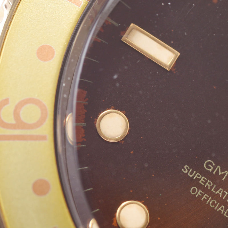 劳力士劳力士GMT Master 16753男士YG / SS手表自动弯曲的棕色遮阳臂排名使用Silgrin