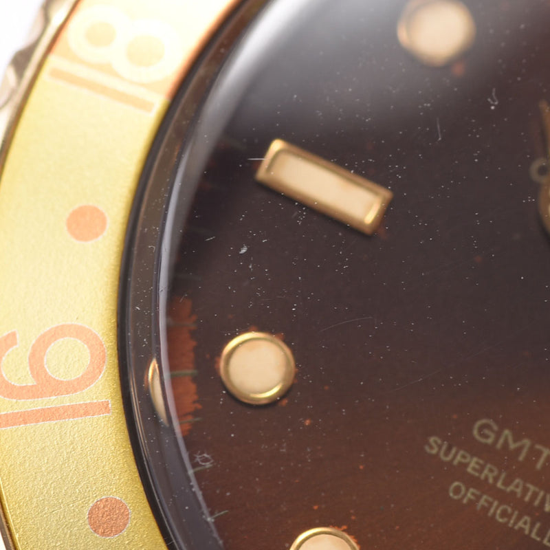 劳力士劳力士GMT Master 16753男士YG / SS手表自动弯曲的棕色遮阳臂排名使用Silgrin