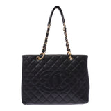 Chanel Chanel Matrasse GST Chain Tote Black Gold Bracket Ladies Caviar Skin Tote Bag A-Rank Used Sinkjo