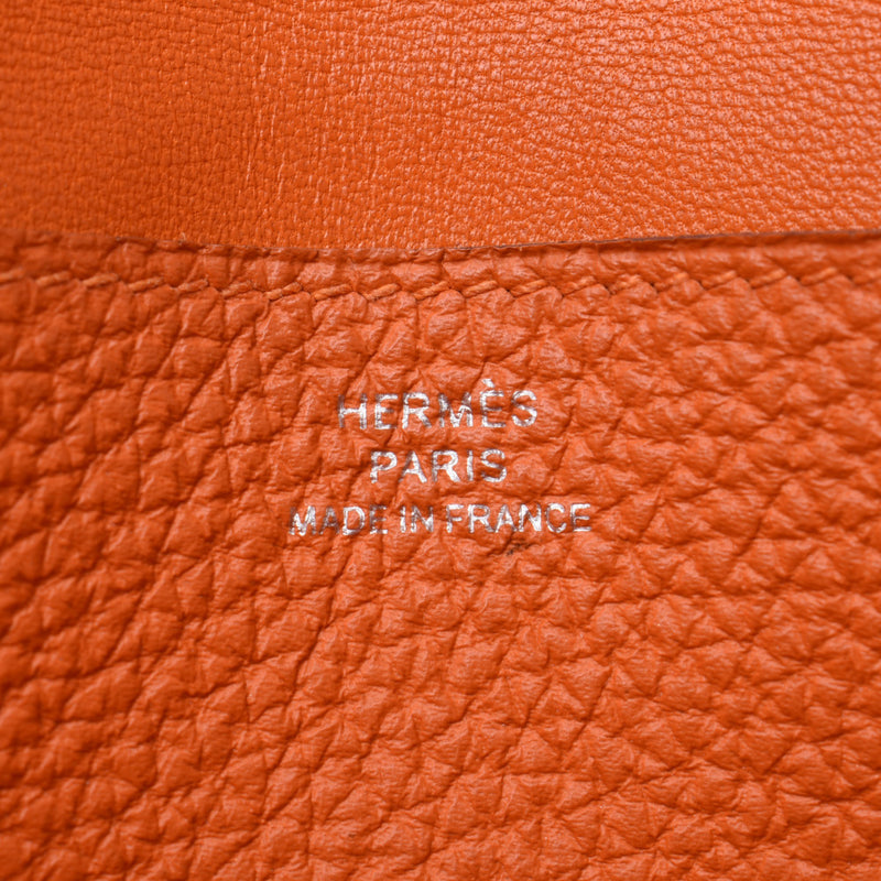 Hermes Hermes Dogon Long Orange Silver Bracket T雕刻（2015年左右）UniSEX多哥长的钱包B排名使用Silgrin