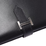 Hermes Hermes Behuf Classic Black Silver Fittings □ F Standing (around 2002) Unisex BOX Curf Long Wallet A-Rank Used Silgrin