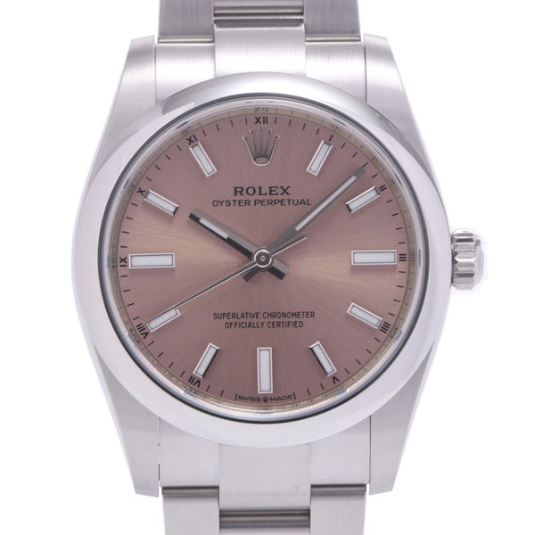 [Cash Special price] ROLEX Rolex Oyster Peacher 34 124200 Boys SS Watch Automatic Wound Pink Shade Unused Silgrin