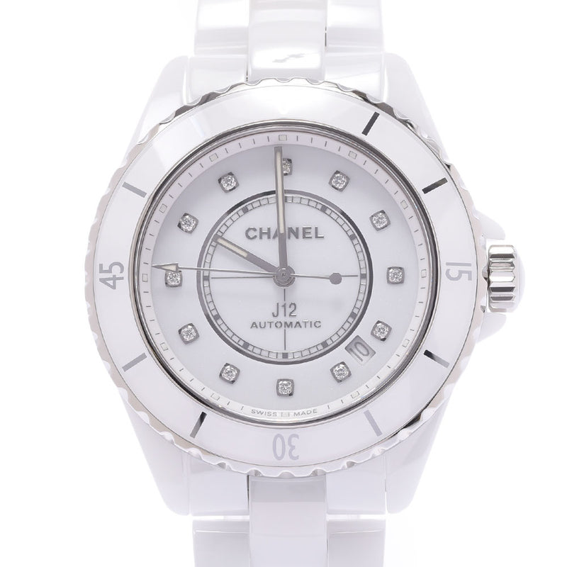 Chanel Chanel J12 38mm 12P Diamond H5705 Men's White Ceramic / SS Watch Automatic Wound White Flight A Rank Used Silgrin