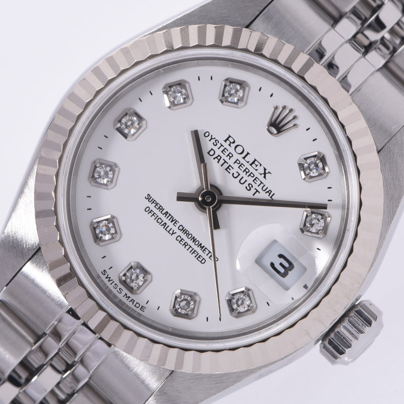 ROLEX Rolex Day Just 10P Diamond 79174G Women's SS / WG Watch Automatic Wound White Flight A-Rank Used Silgrin