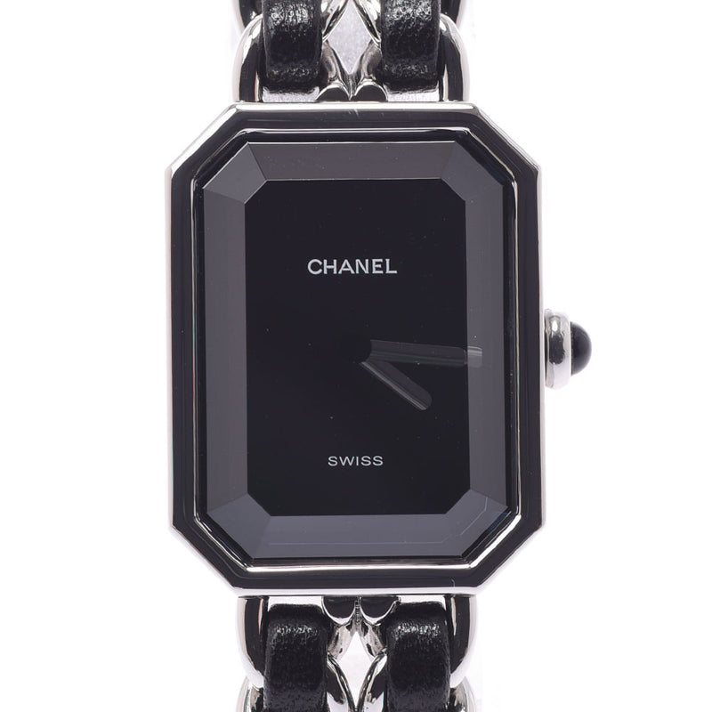 Chanel Chanel首映式L H0451女士SS /皮革手表石英黑桌A级二手SILGRIN